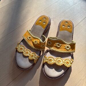 Jack Rogers Yellow and Cream Sandals